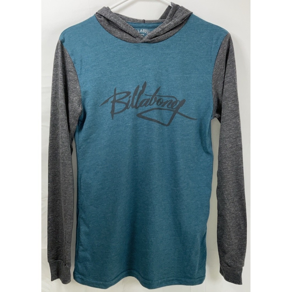 NWOT Men's‎ Billabong Lightweight Graphic Pullover Hoodie Teal & Gray Heather XS